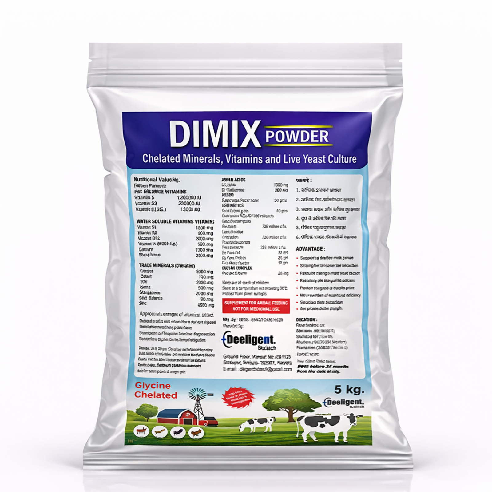 Dimix Mineral Mixture Powder | Essential Minerals for Cattle, Buffalo, Goat & Poultry | Boosts Milk Yield, Fertility & Immunity