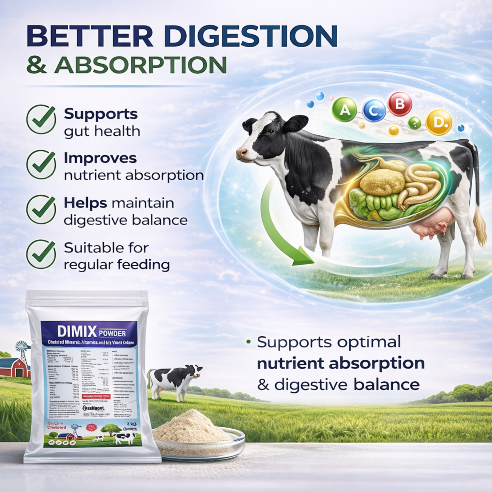 Dimix Mineral Mixture Powder | Essential Minerals for Cattle, Buffalo, Goat & Poultry | Boosts Milk Yield, Fertility & Immunity - Image 3