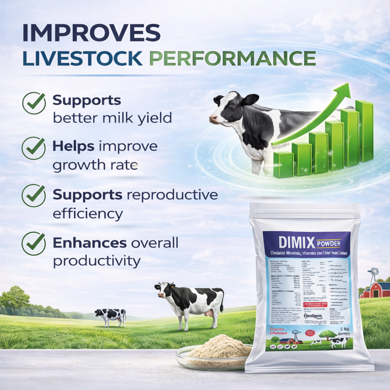 Dimix Mineral Mixture Powder | Essential Minerals for Cattle, Buffalo, Goat & Poultry | Boosts Milk Yield, Fertility & Immunity - Image 5