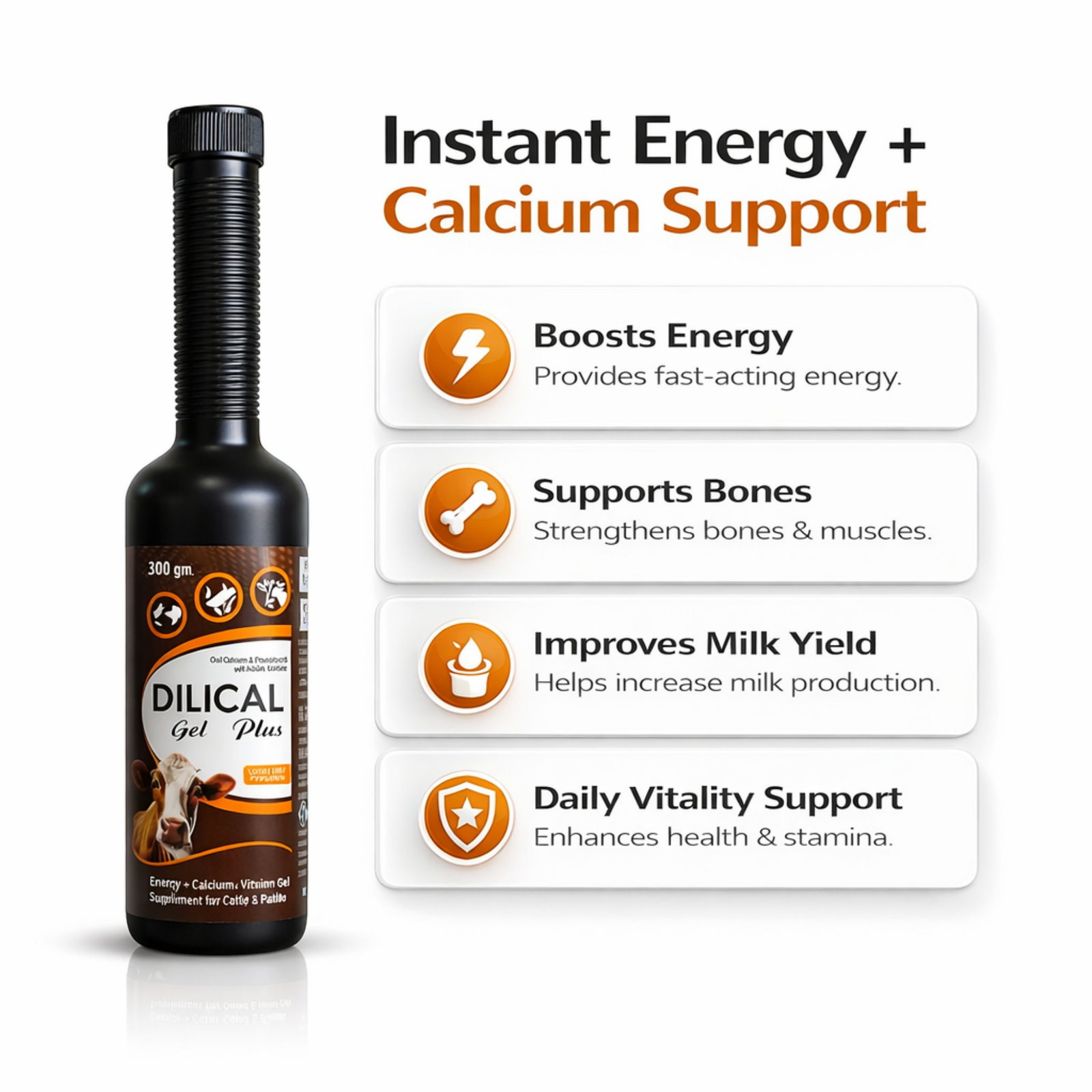 Energy Gel Plus | Instant Energy, Calcium & Vitamin Gel | Boosts Milk Yield & Stamina | for Cattle, Buffalo & Livestock 300g - Image 2