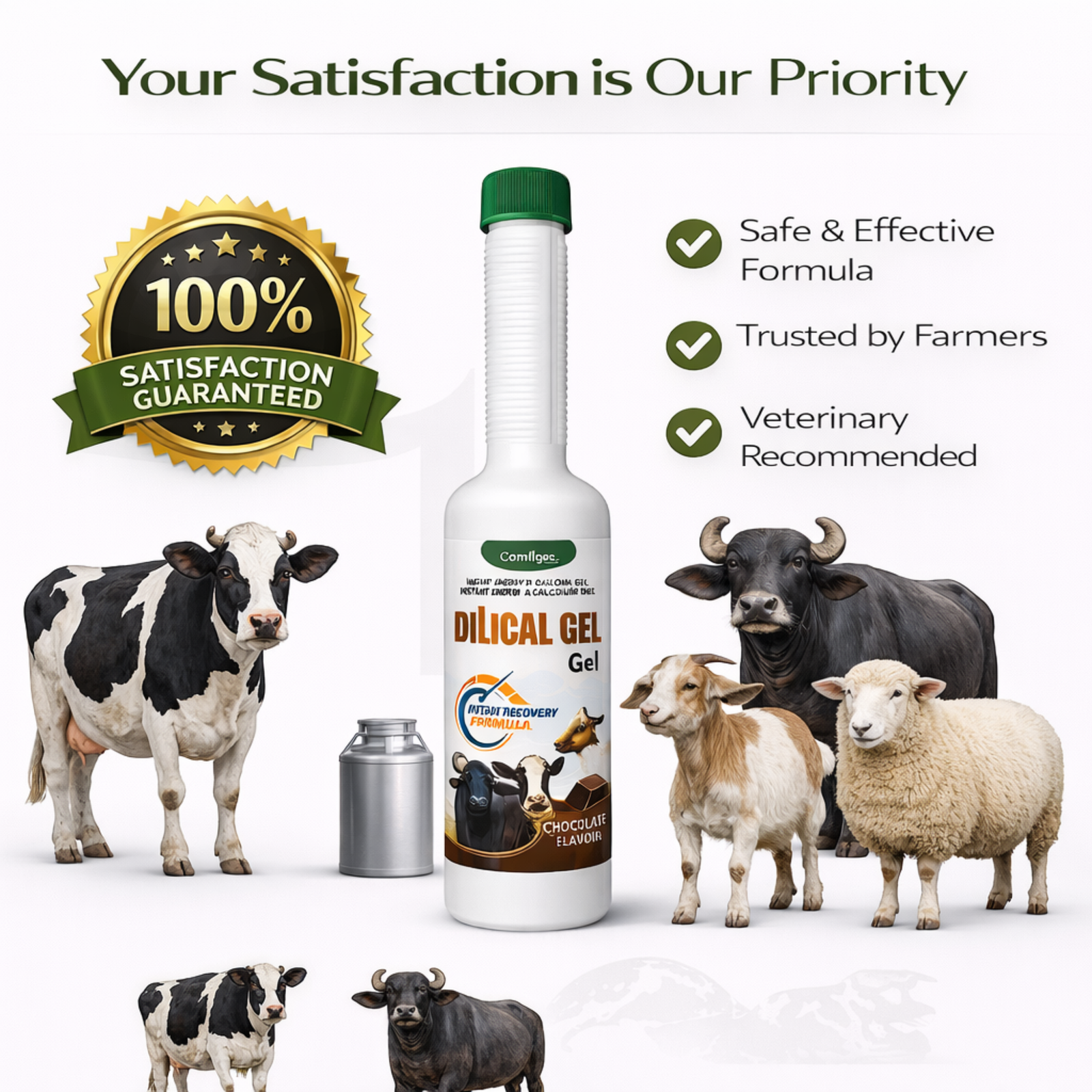 DILICAL Gel Energy Gel Chocolate Flavour | Instant Energy & Calcium Liquid | Long Neck Bottle | for Cattle, Buffalo, Goat & Livestock - Image 6